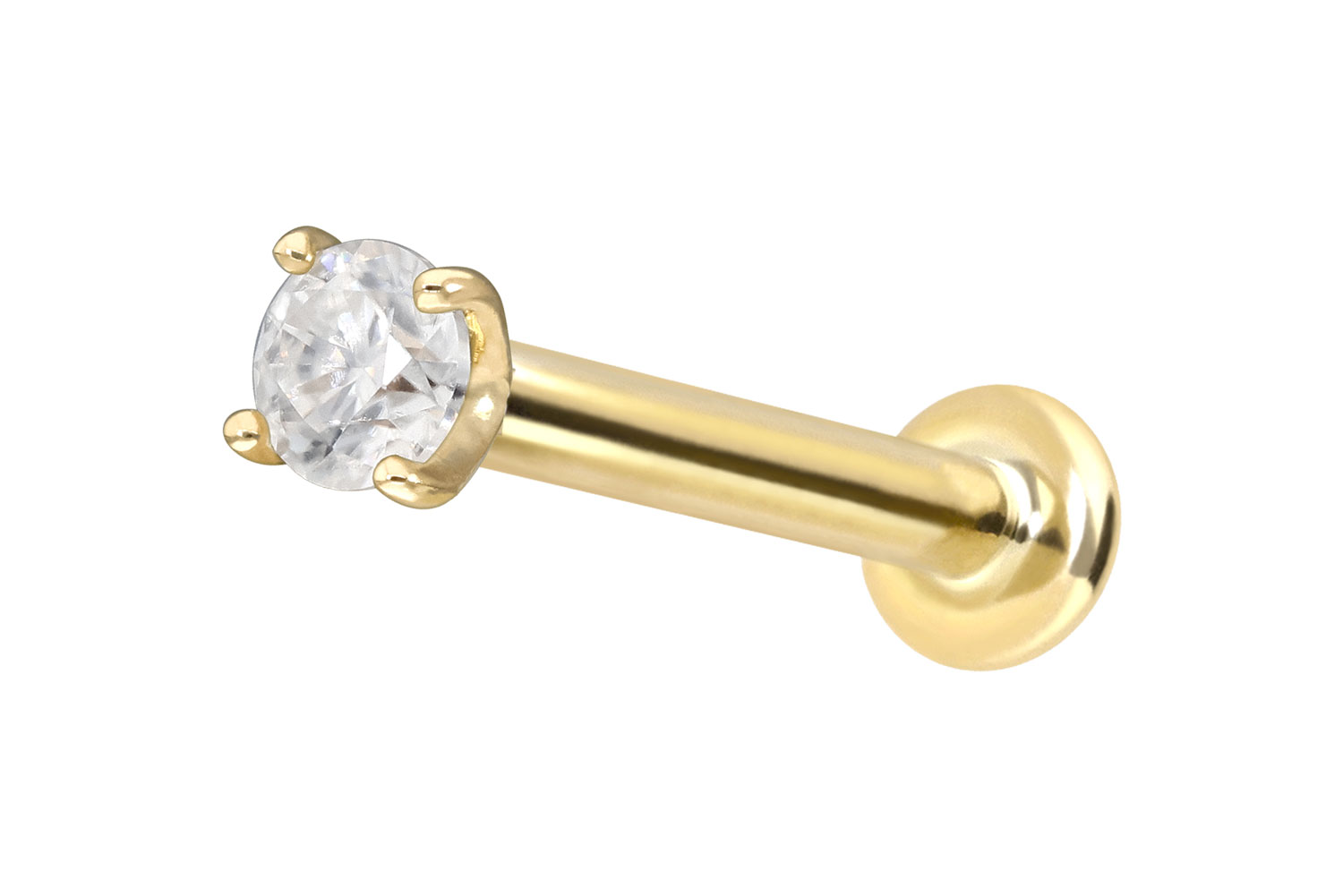 14 Karat Gold Labret Piercing mit Push Fit MOISSANIT